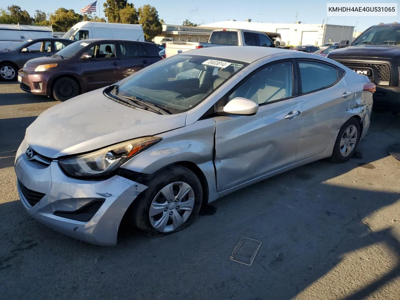 2016 Hyundai Elantra Se VIN: KMHDH4AE4GU531065 Lot: 70403014