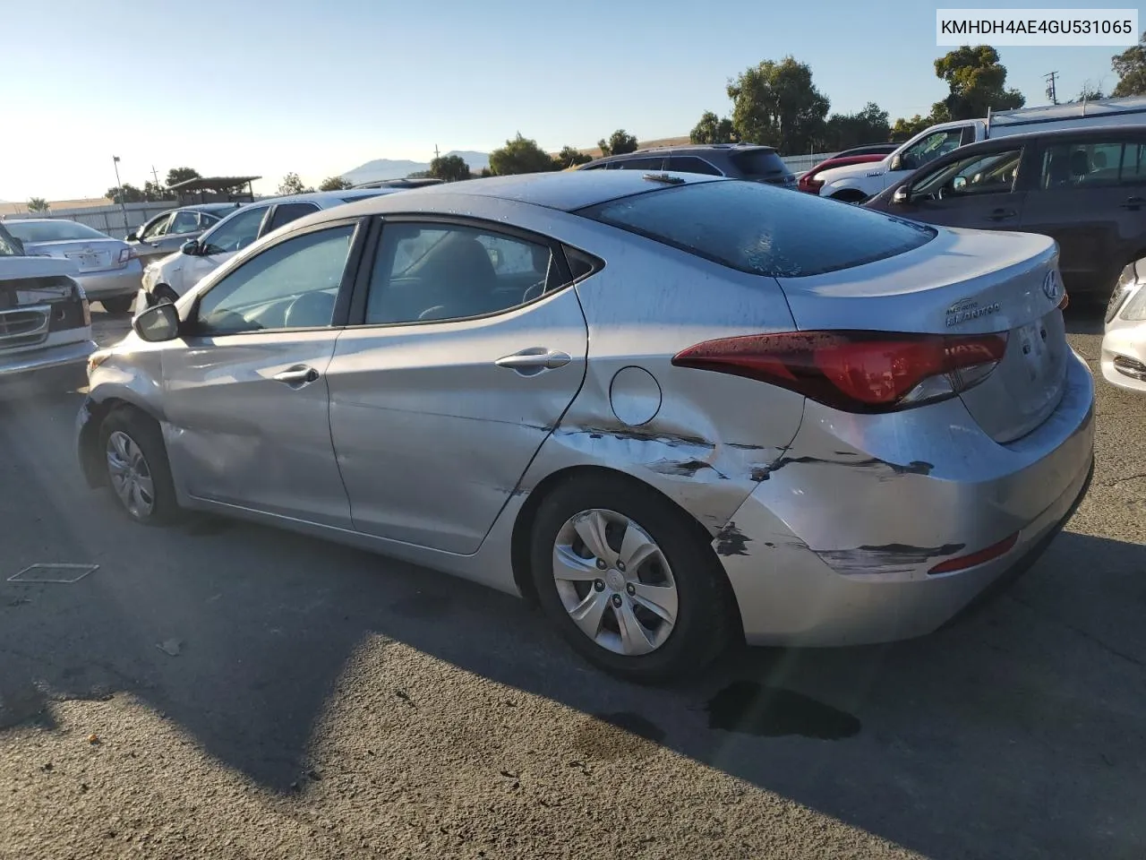 2016 Hyundai Elantra Se VIN: KMHDH4AE4GU531065 Lot: 70403014