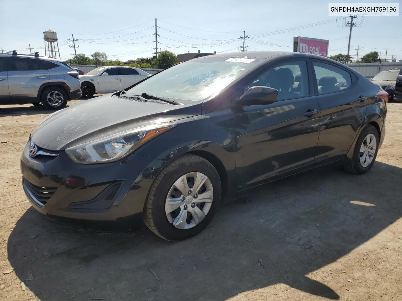 2016 Hyundai Elantra Se VIN: 5NPDH4AEXGH759196 Lot: 70501004