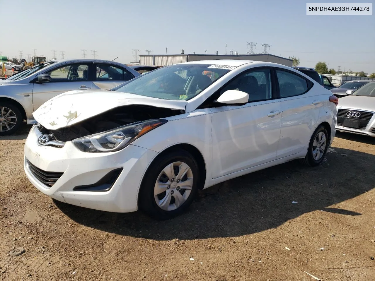 2016 Hyundai Elantra Se VIN: 5NPDH4AE3GH744278 Lot: 71409144