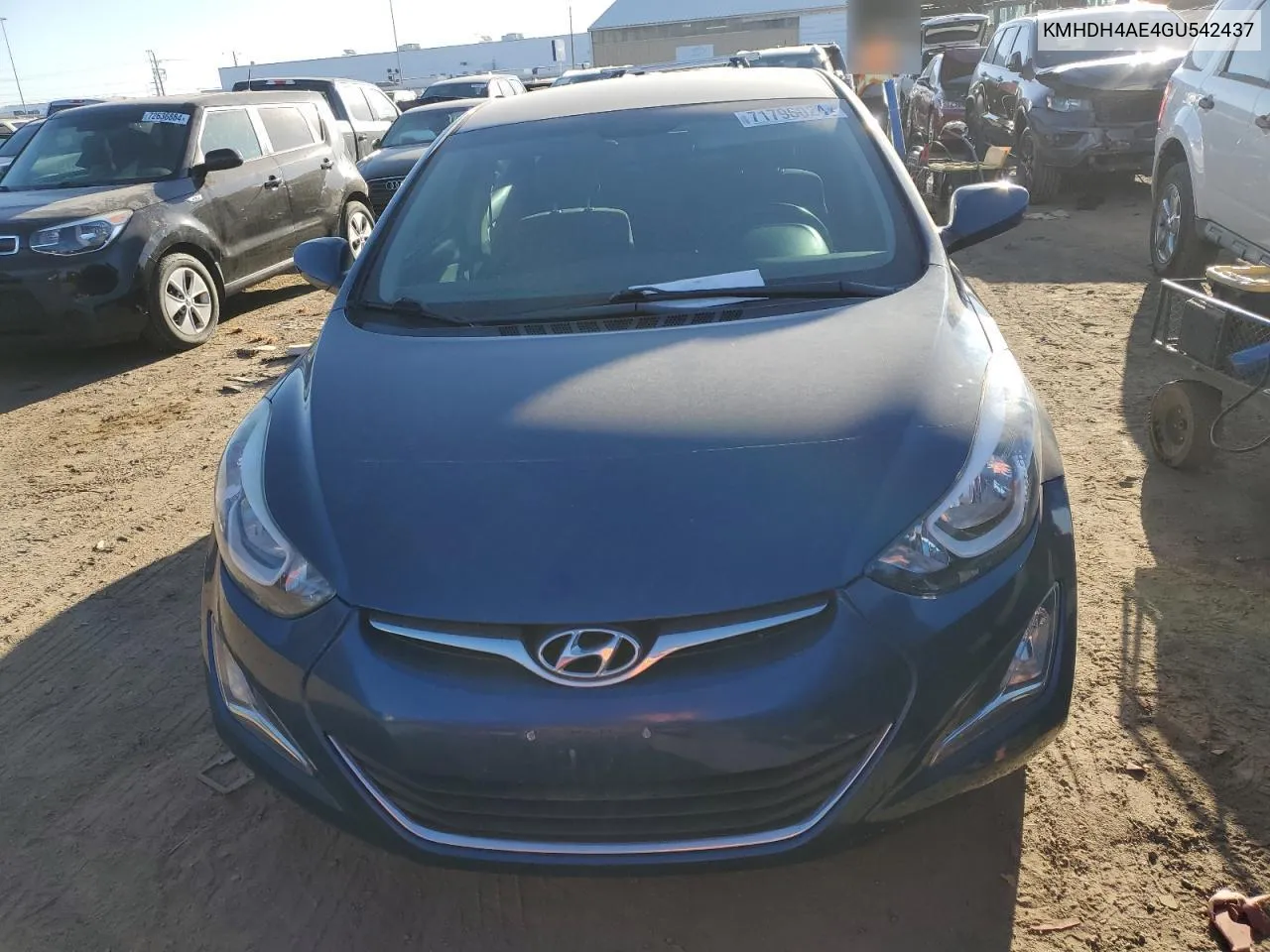 2016 Hyundai Elantra Se VIN: KMHDH4AE4GU542437 Lot: 71796024