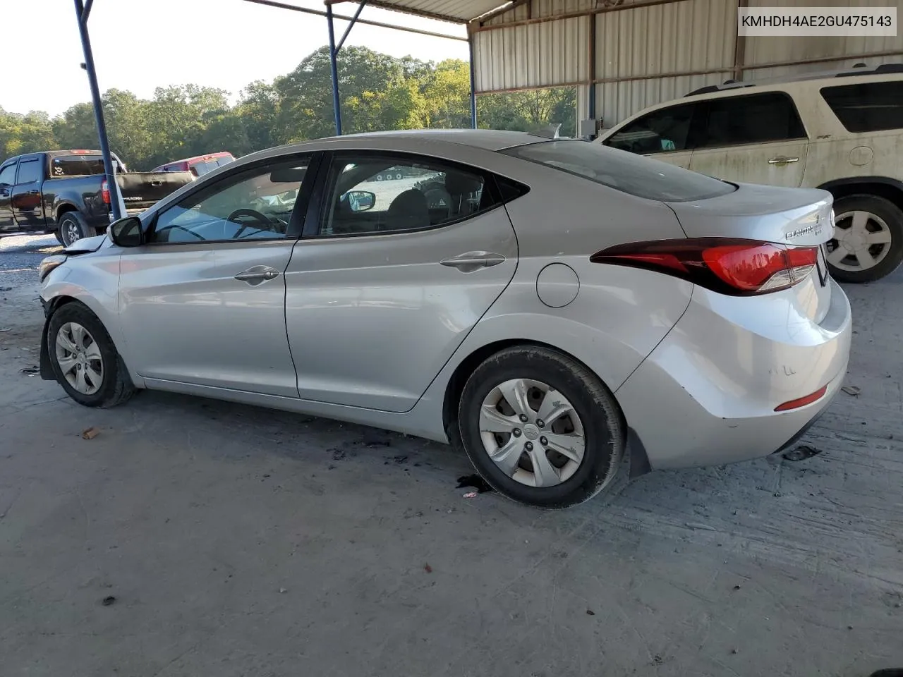 2016 Hyundai Elantra Se VIN: KMHDH4AE2GU475143 Lot: 71897734