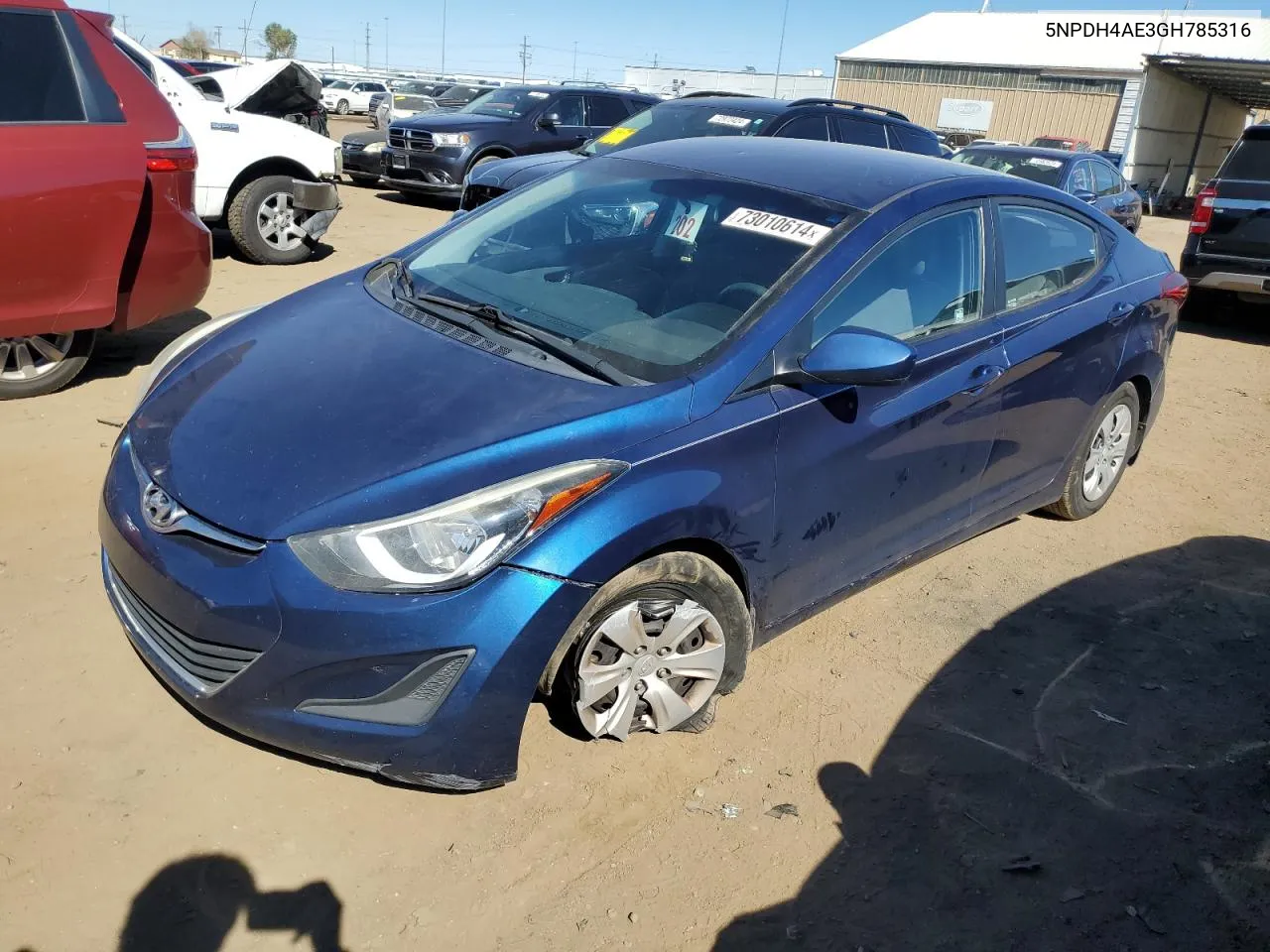 2016 Hyundai Elantra Se VIN: 5NPDH4AE3GH785316 Lot: 73010614