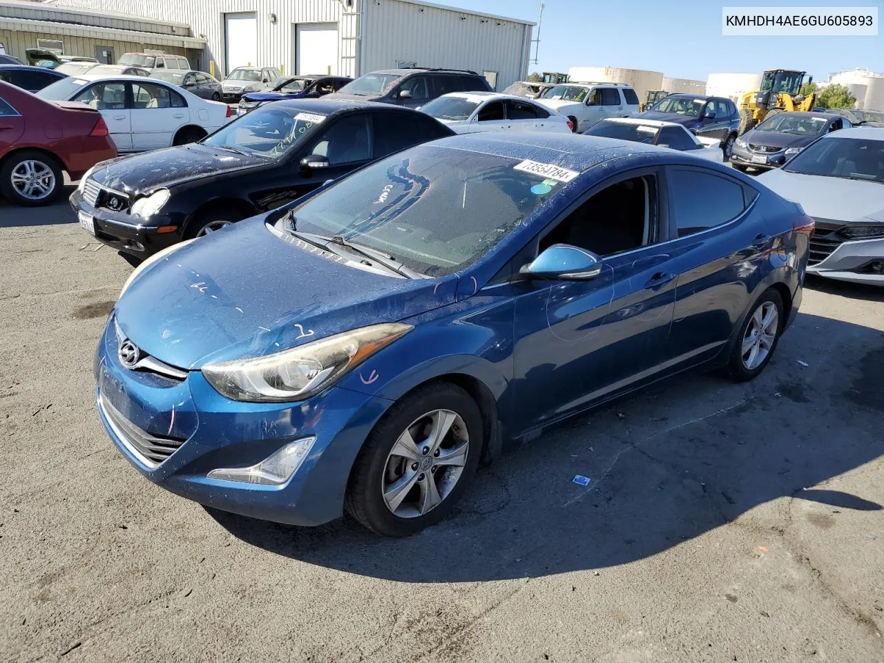 2016 Hyundai Elantra Se VIN: KMHDH4AE6GU605893 Lot: 73554784