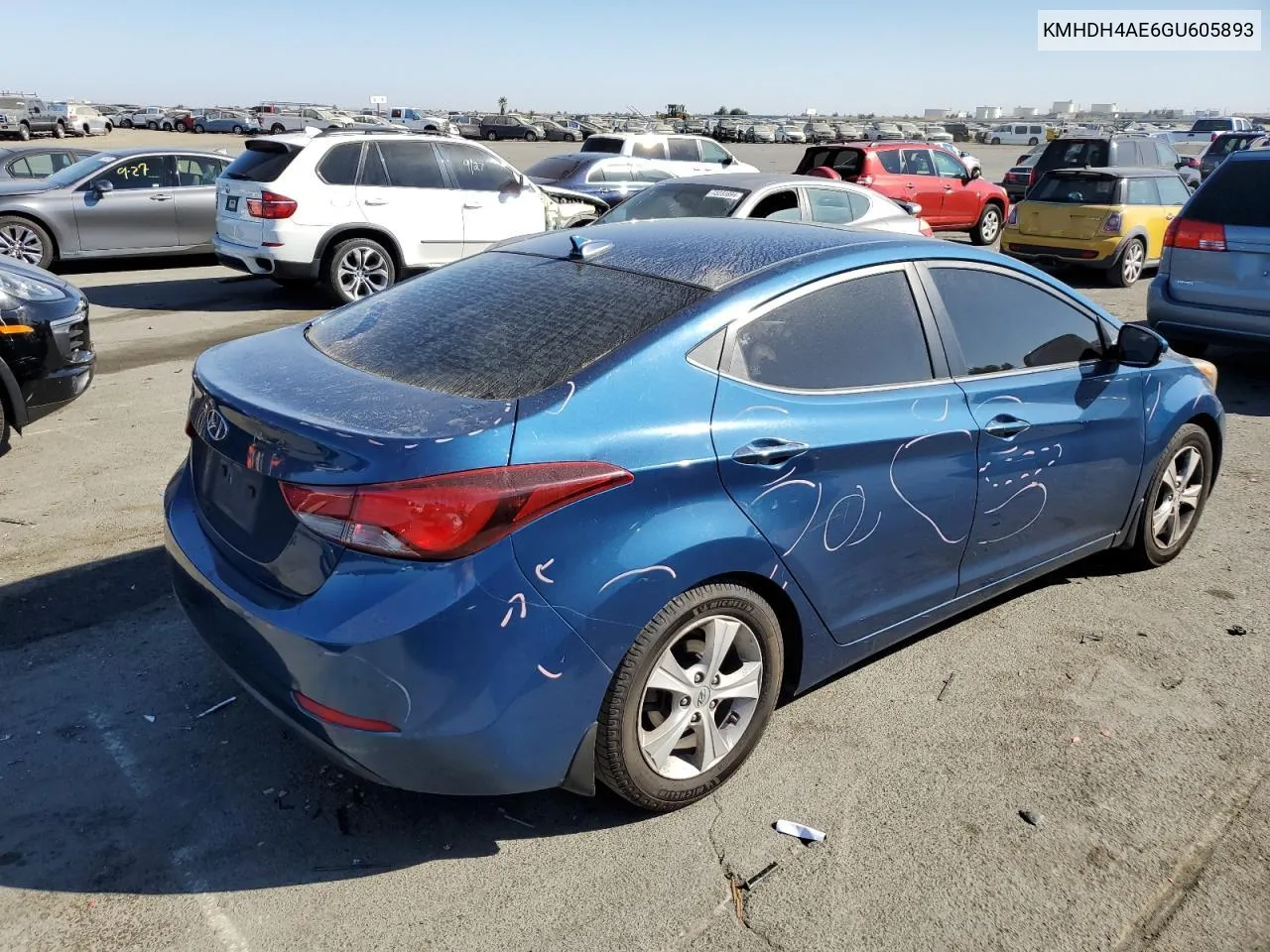 2016 Hyundai Elantra Se VIN: KMHDH4AE6GU605893 Lot: 73554784