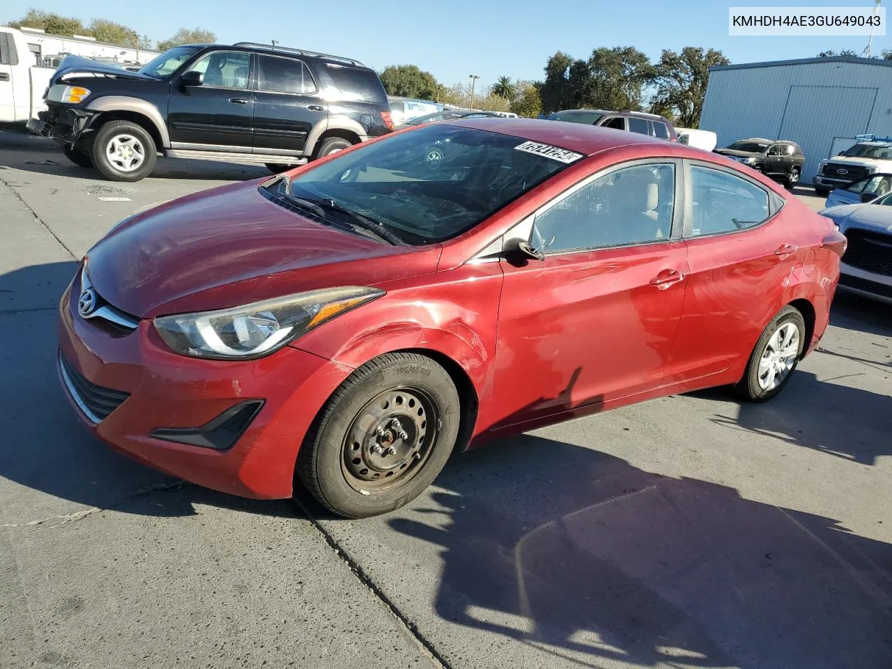 2016 Hyundai Elantra Se VIN: KMHDH4AE3GU649043 Lot: 75741254