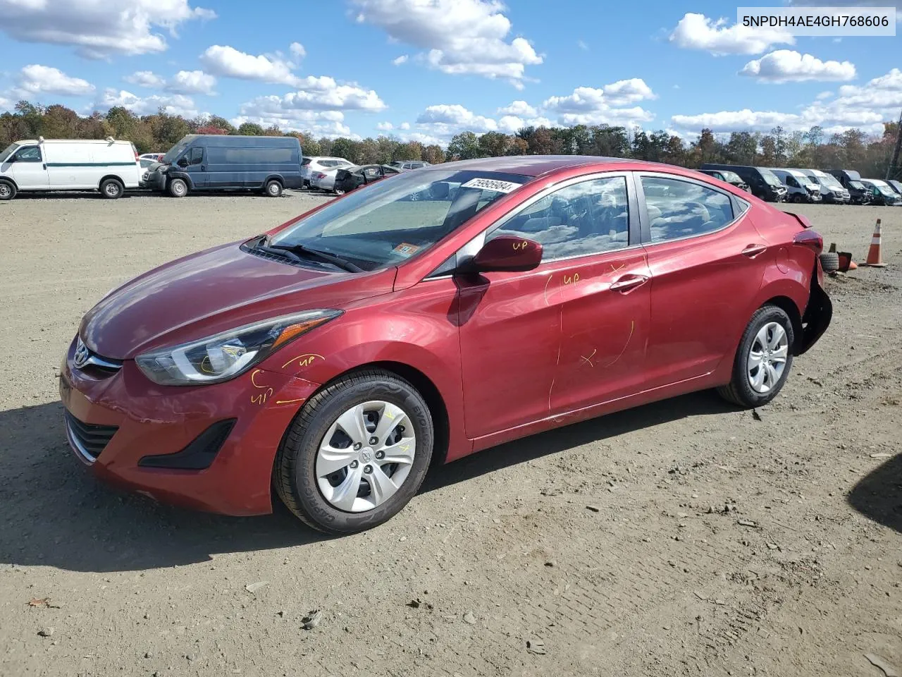 2016 Hyundai Elantra Se VIN: 5NPDH4AE4GH768606 Lot: 75995984