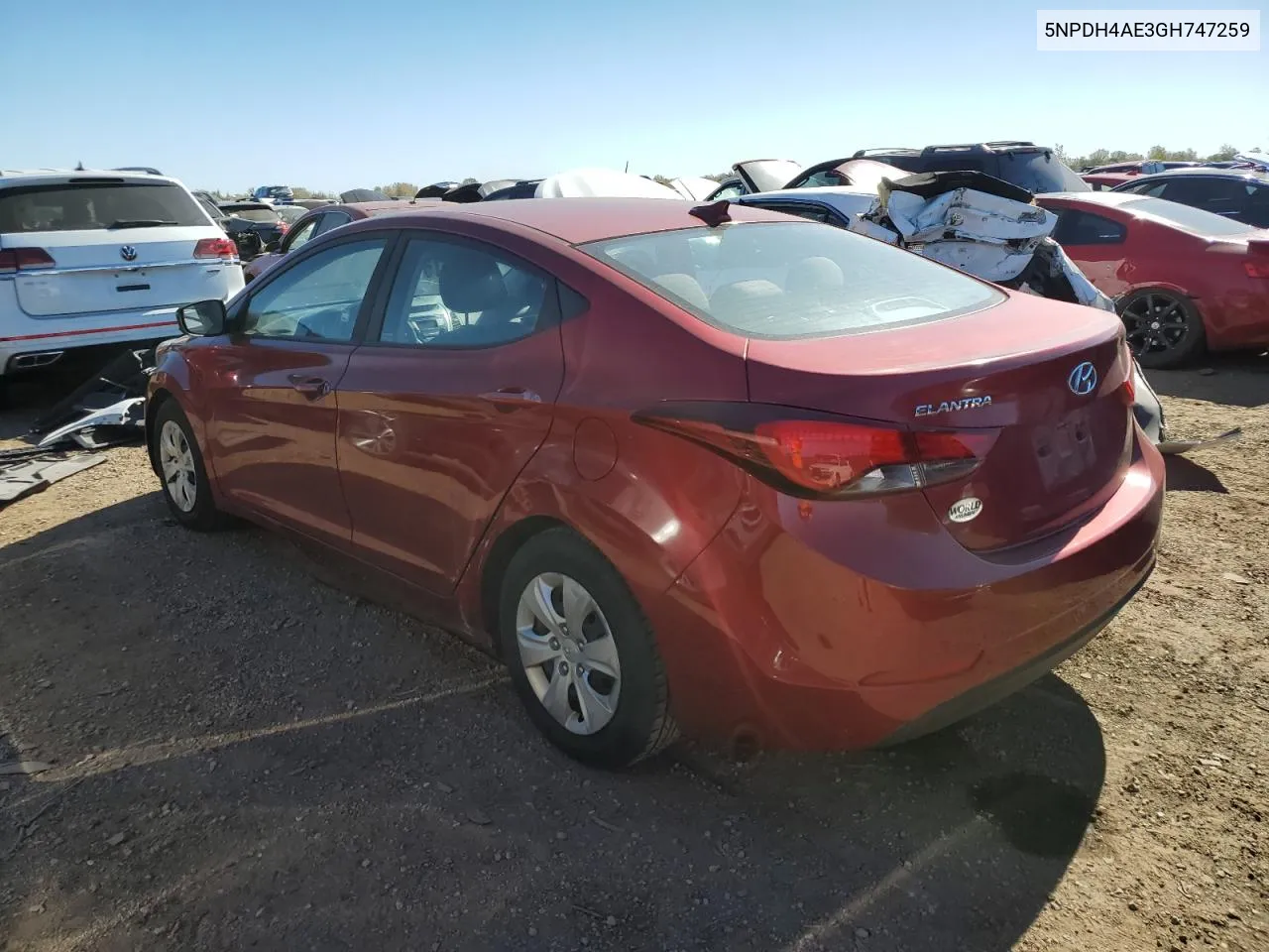 2016 Hyundai Elantra Se VIN: 5NPDH4AE3GH747259 Lot: 76589524