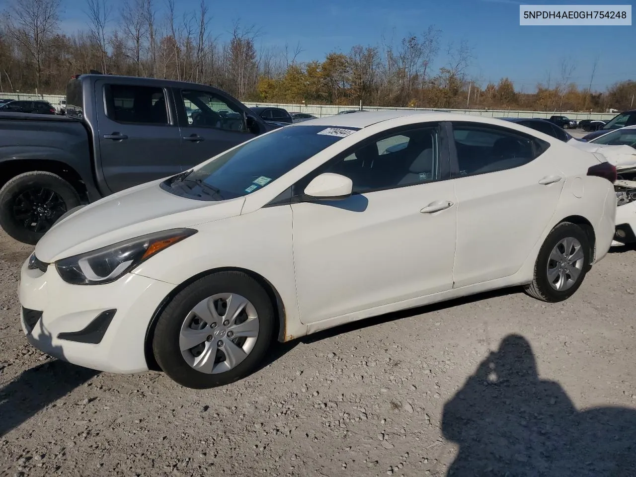 2016 Hyundai Elantra Se VIN: 5NPDH4AE0GH754248 Lot: 77394944