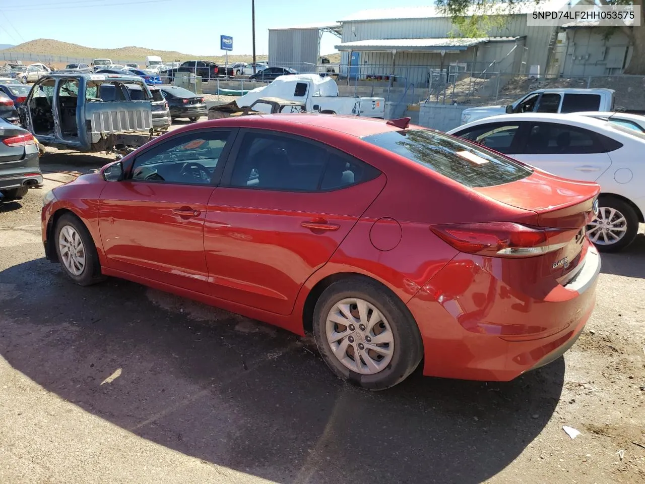 2017 Hyundai Elantra Se VIN: 5NPD74LF2HH053575 Lot: 65419534