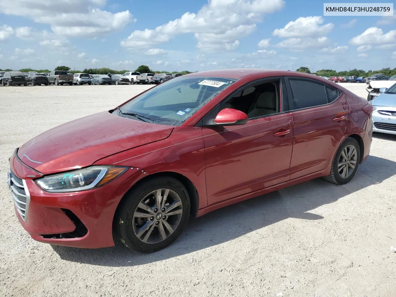 2017 Hyundai Elantra Se VIN: KMHD84LF3HU248759 Lot: 67777804