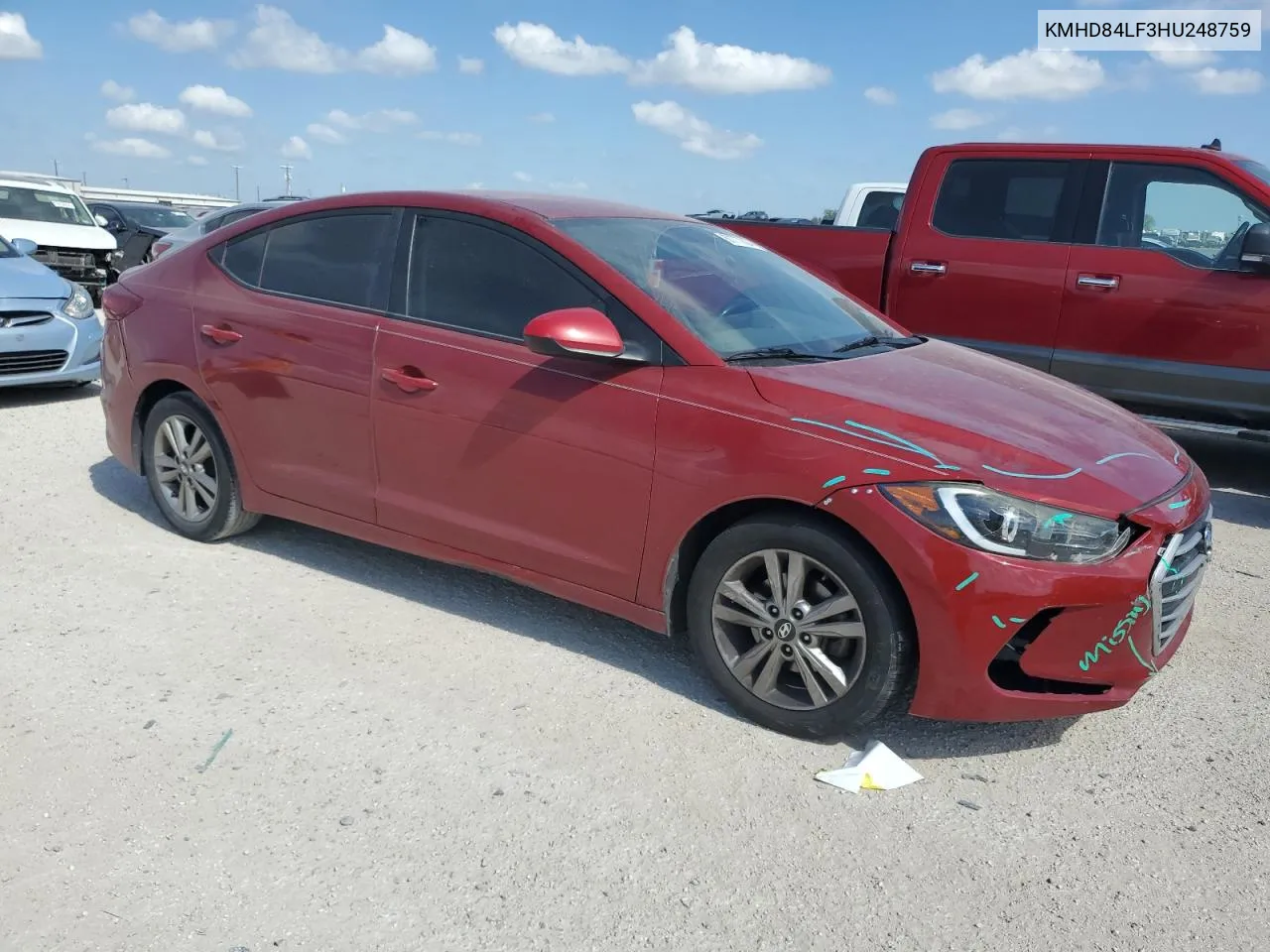 KMHD84LF3HU248759 2017 Hyundai Elantra Se