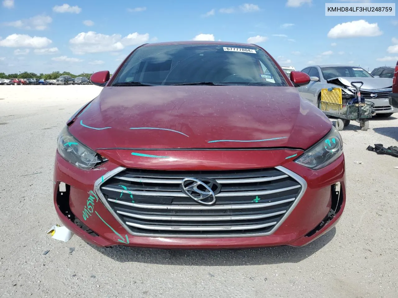 2017 Hyundai Elantra Se VIN: KMHD84LF3HU248759 Lot: 67777804