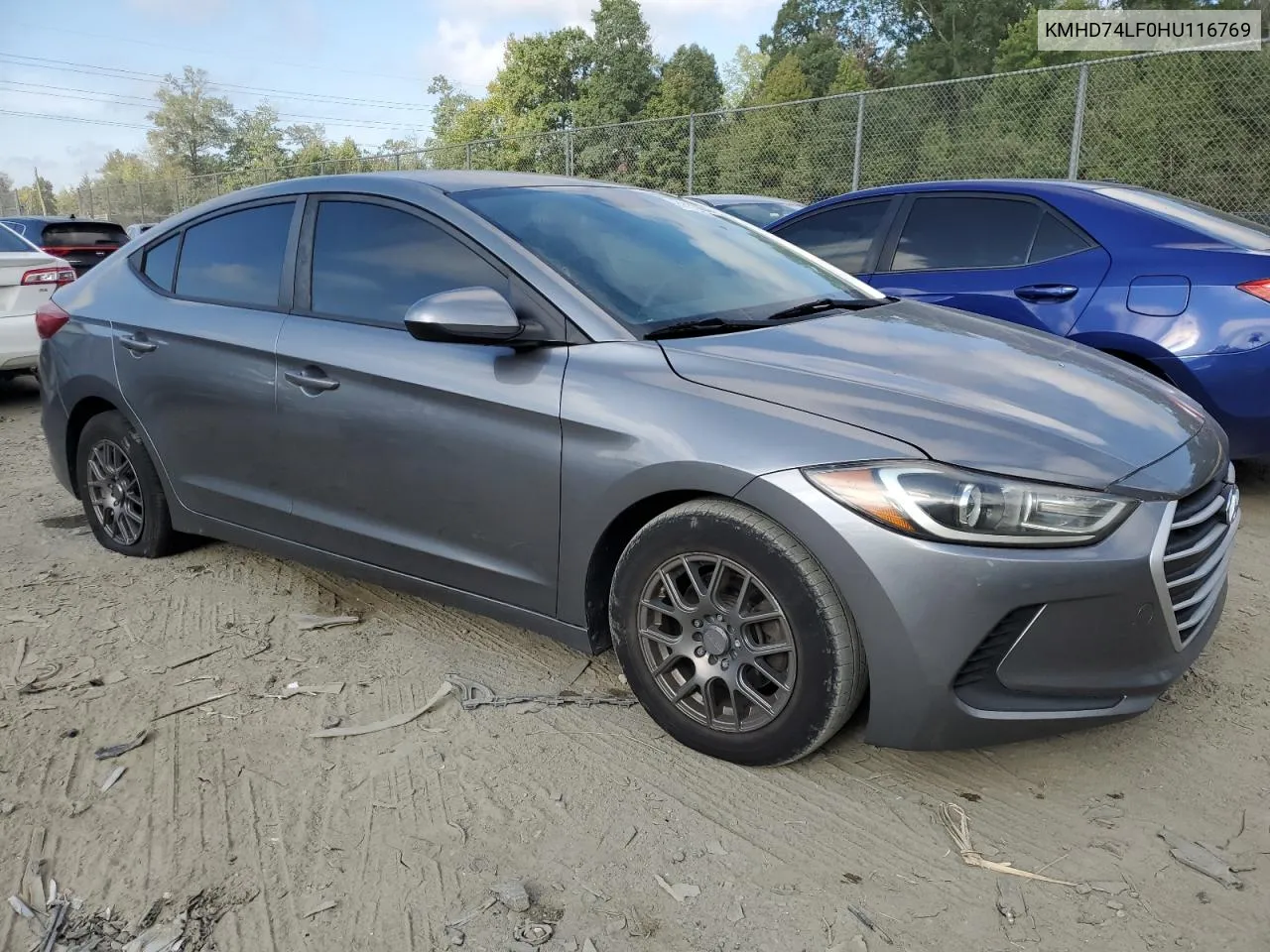 2017 Hyundai Elantra Se VIN: KMHD74LF0HU116769 Lot: 71153884