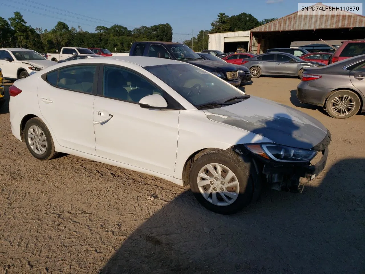 2017 Hyundai Elantra Se VIN: 5NPD74LF5HH110870 Lot: 72195594