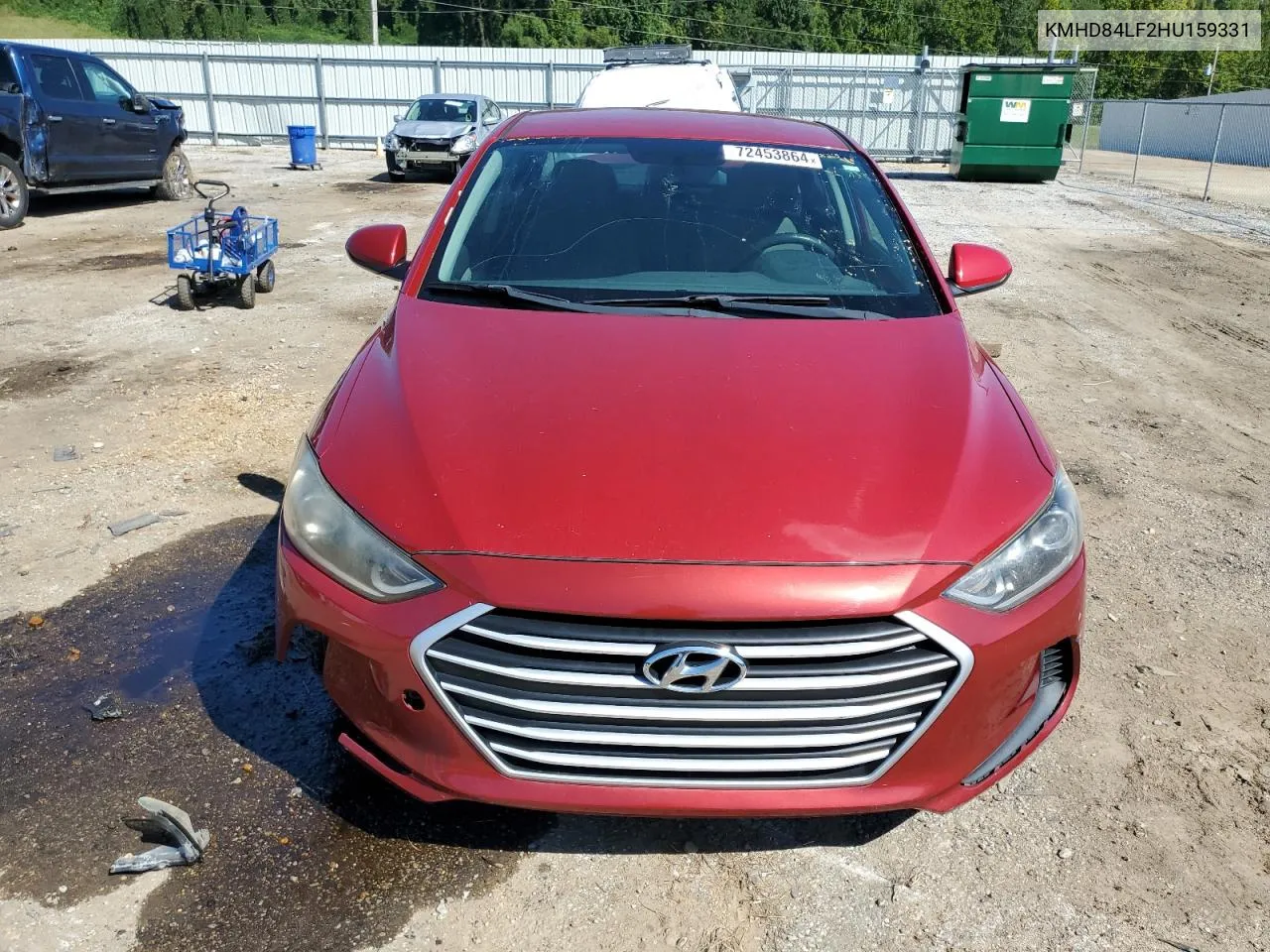 2017 Hyundai Elantra Se VIN: KMHD84LF2HU159331 Lot: 72453864