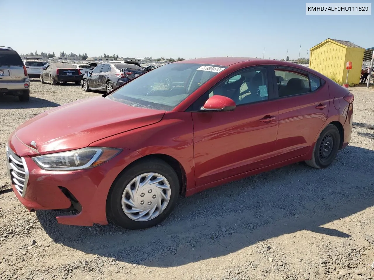 KMHD74LF0HU111829 2017 Hyundai Elantra Se