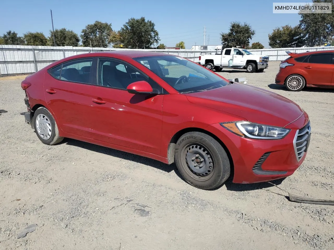 2017 Hyundai Elantra Se VIN: KMHD74LF0HU111829 Lot: 72998074