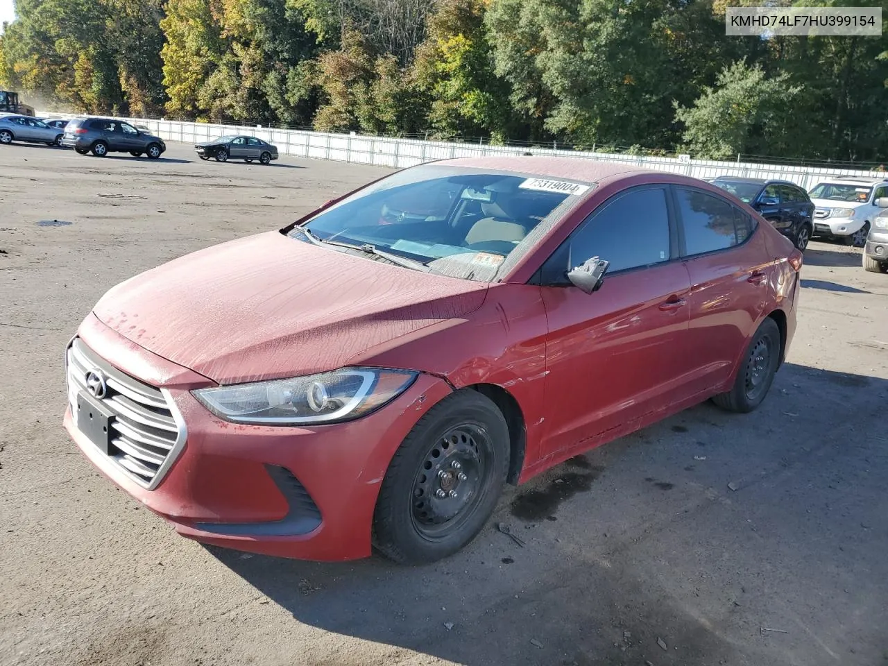 2017 Hyundai Elantra Se VIN: KMHD74LF7HU399154 Lot: 73319004