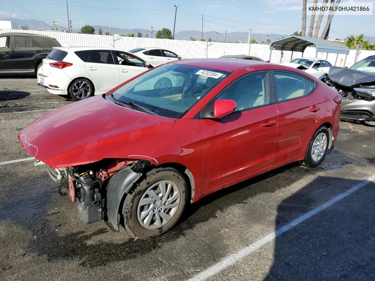 2017 Hyundai Elantra Se VIN: KMHD74LF0HU421866 Lot: 74232304