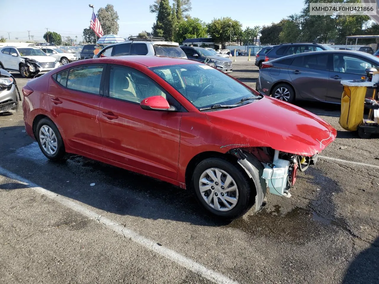 2017 Hyundai Elantra Se VIN: KMHD74LF0HU421866 Lot: 74232304