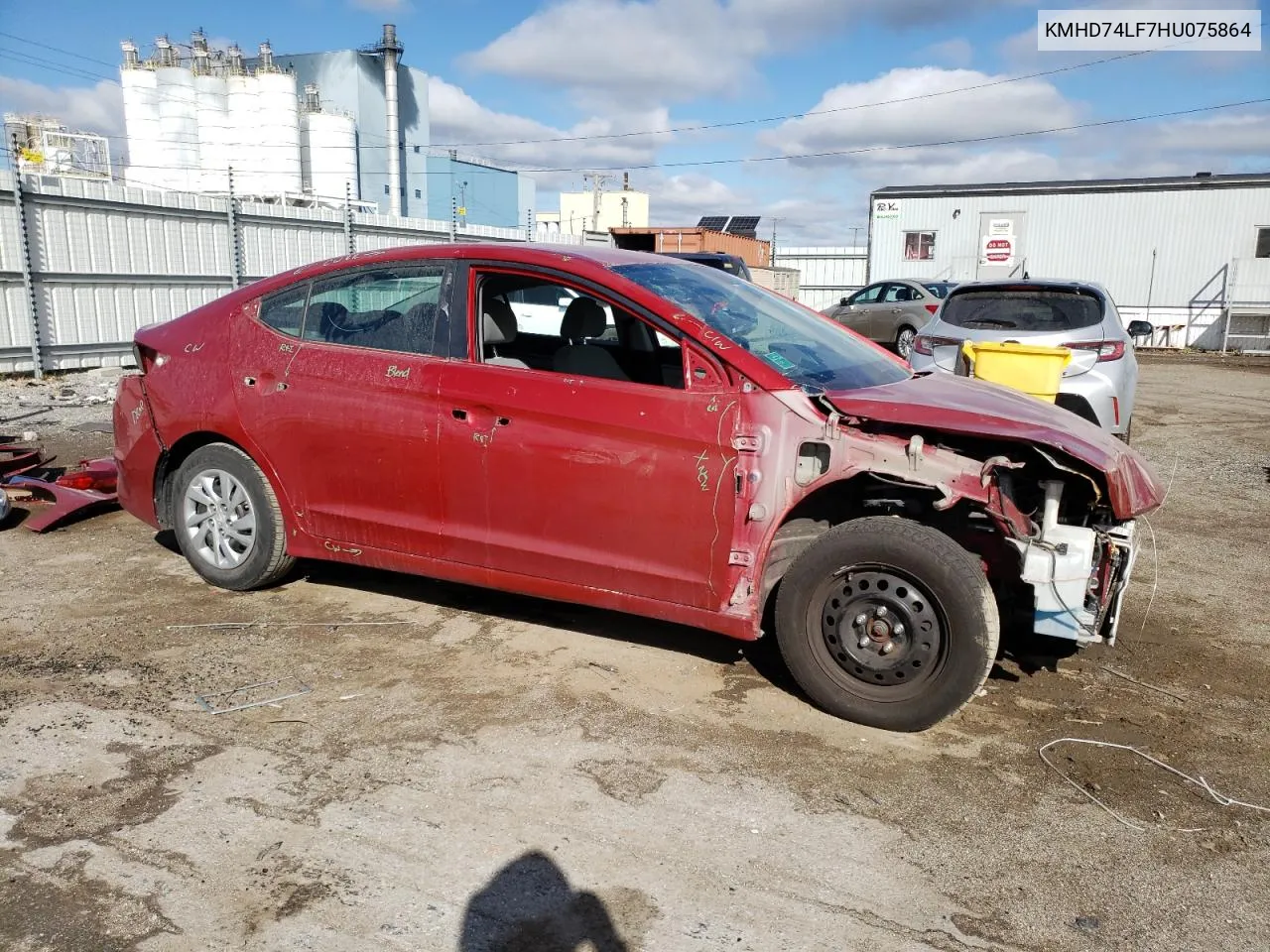 2017 Hyundai Elantra Se VIN: KMHD74LF7HU075864 Lot: 75029434