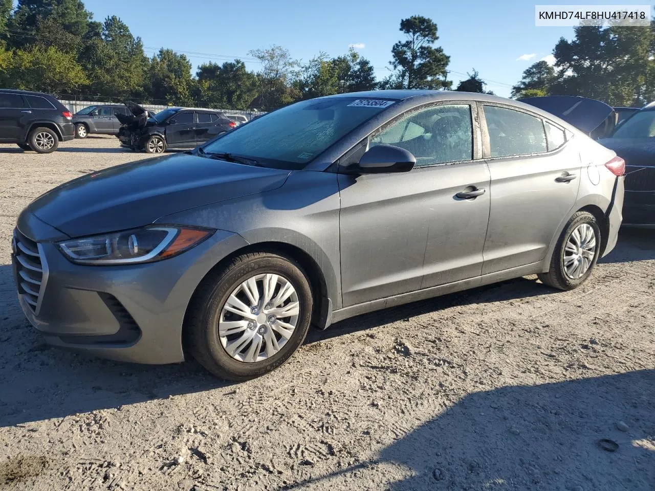 KMHD74LF8HU417418 2017 Hyundai Elantra Se