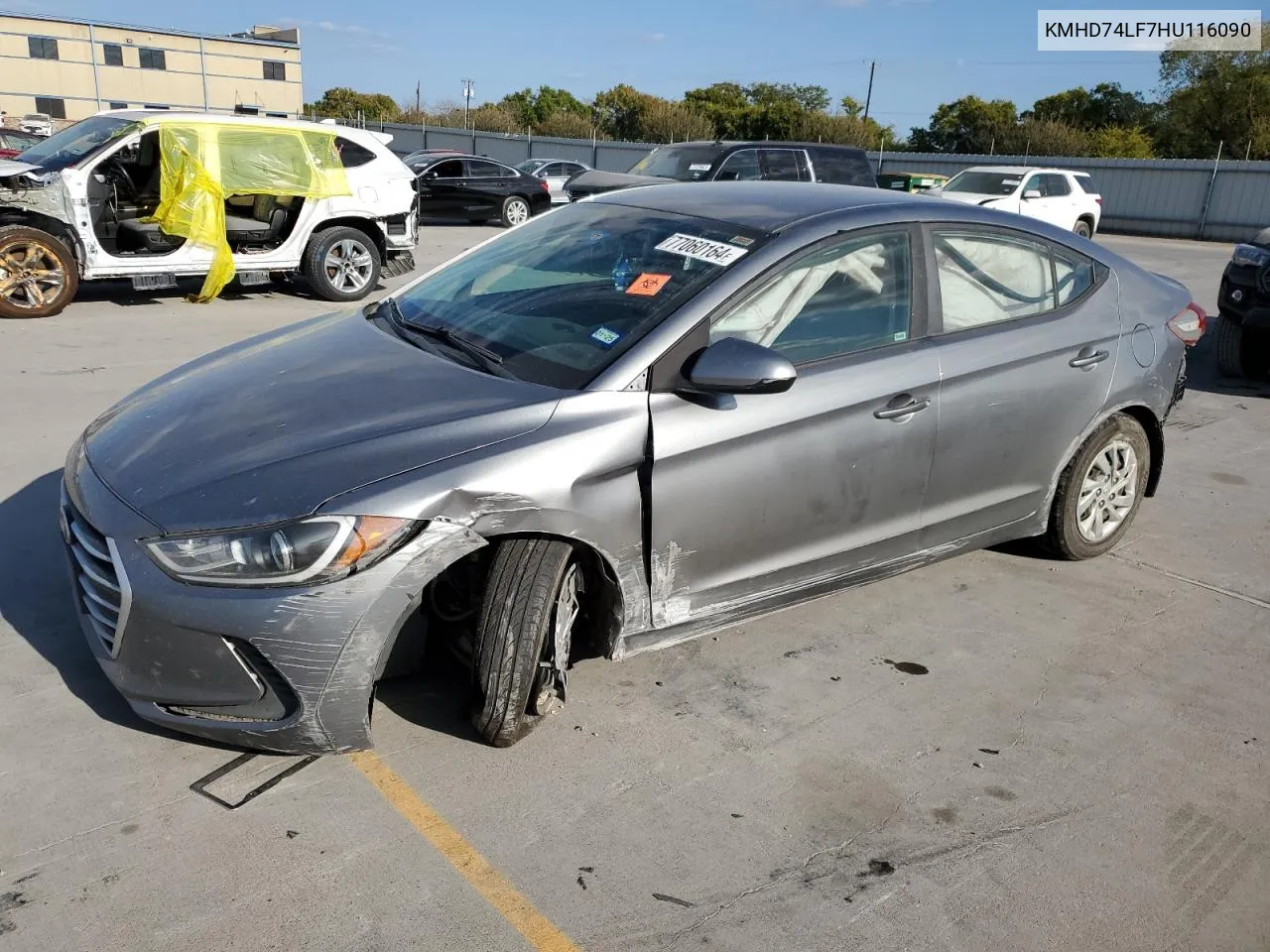 2017 Hyundai Elantra Se VIN: KMHD74LF7HU116090 Lot: 77060164