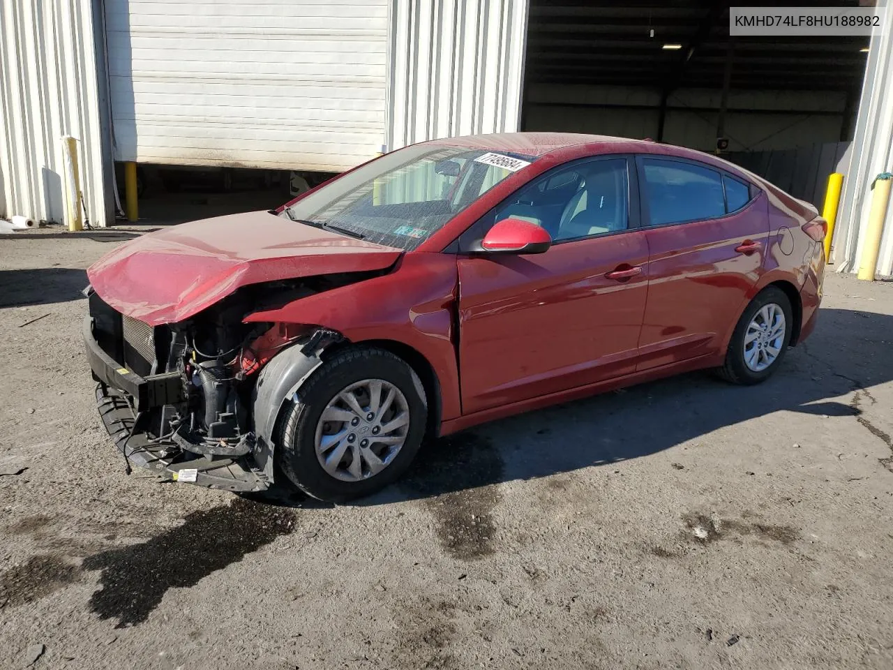 2017 Hyundai Elantra Se VIN: KMHD74LF8HU188982 Lot: 77495684