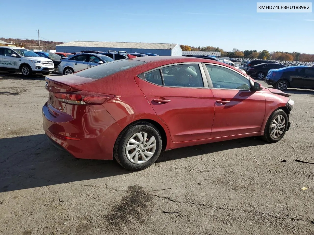 2017 Hyundai Elantra Se VIN: KMHD74LF8HU188982 Lot: 77495684