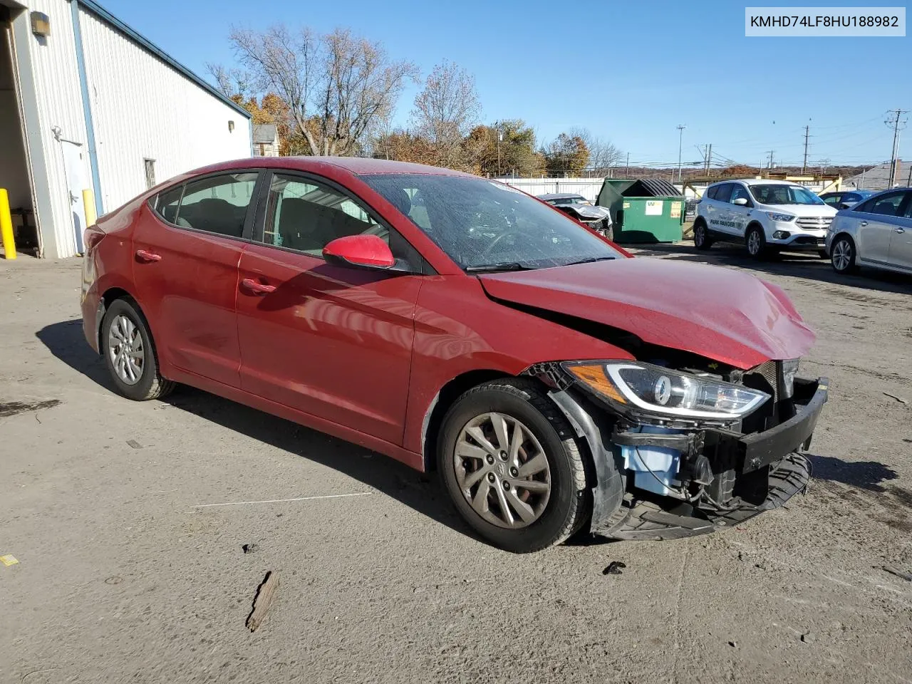 2017 Hyundai Elantra Se VIN: KMHD74LF8HU188982 Lot: 77495684