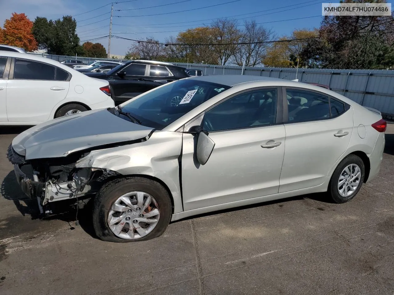 2017 Hyundai Elantra Se VIN: KMHD74LF7HU074486 Lot: 77543574