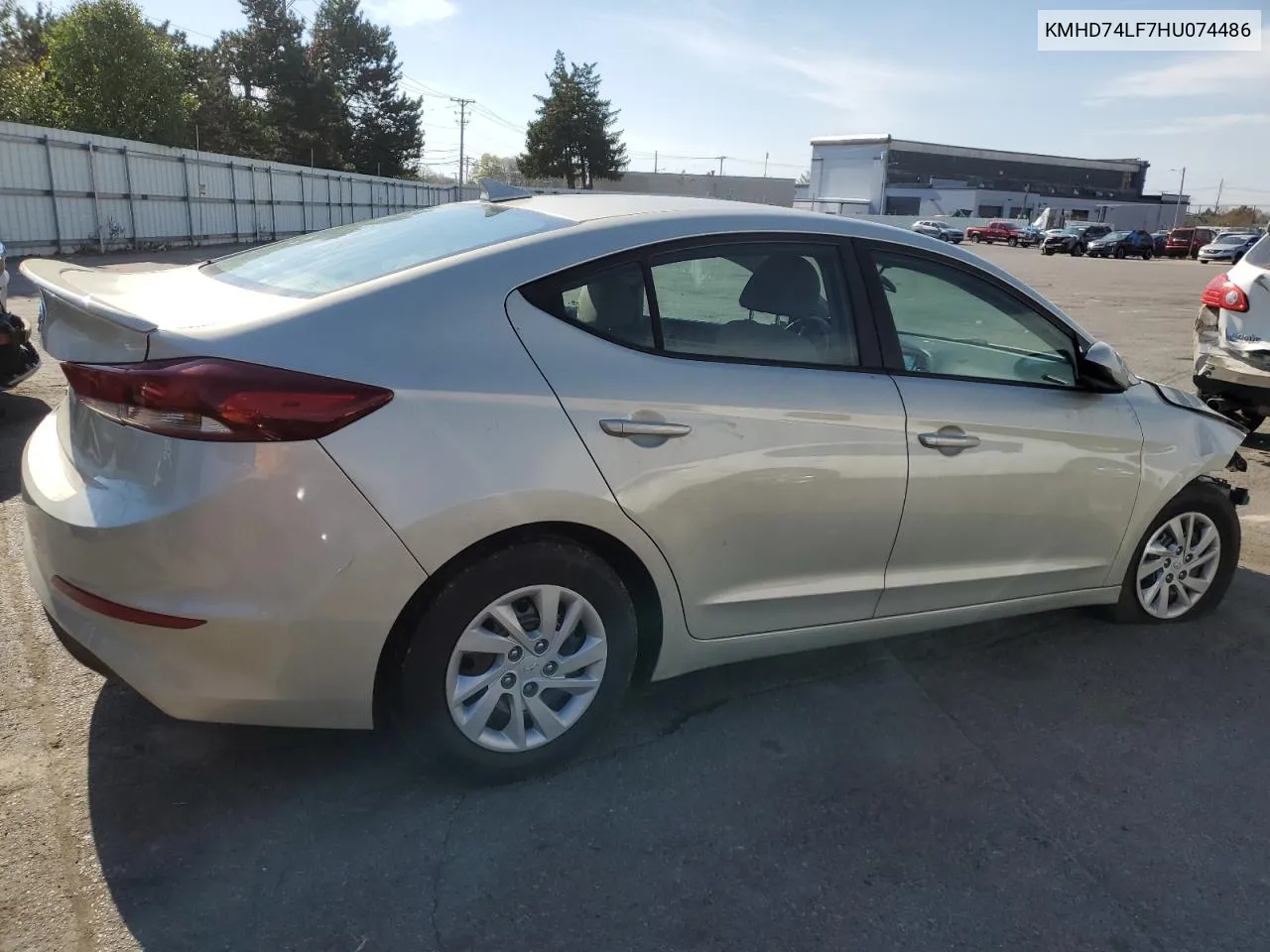 2017 Hyundai Elantra Se VIN: KMHD74LF7HU074486 Lot: 77543574