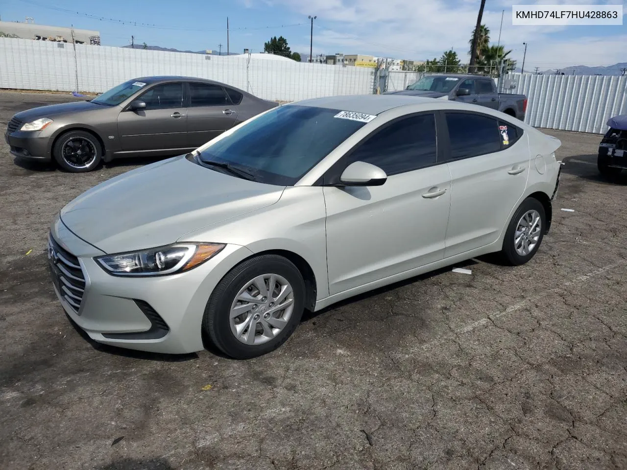 2017 Hyundai Elantra Se VIN: KMHD74LF7HU428863 Lot: 78635094