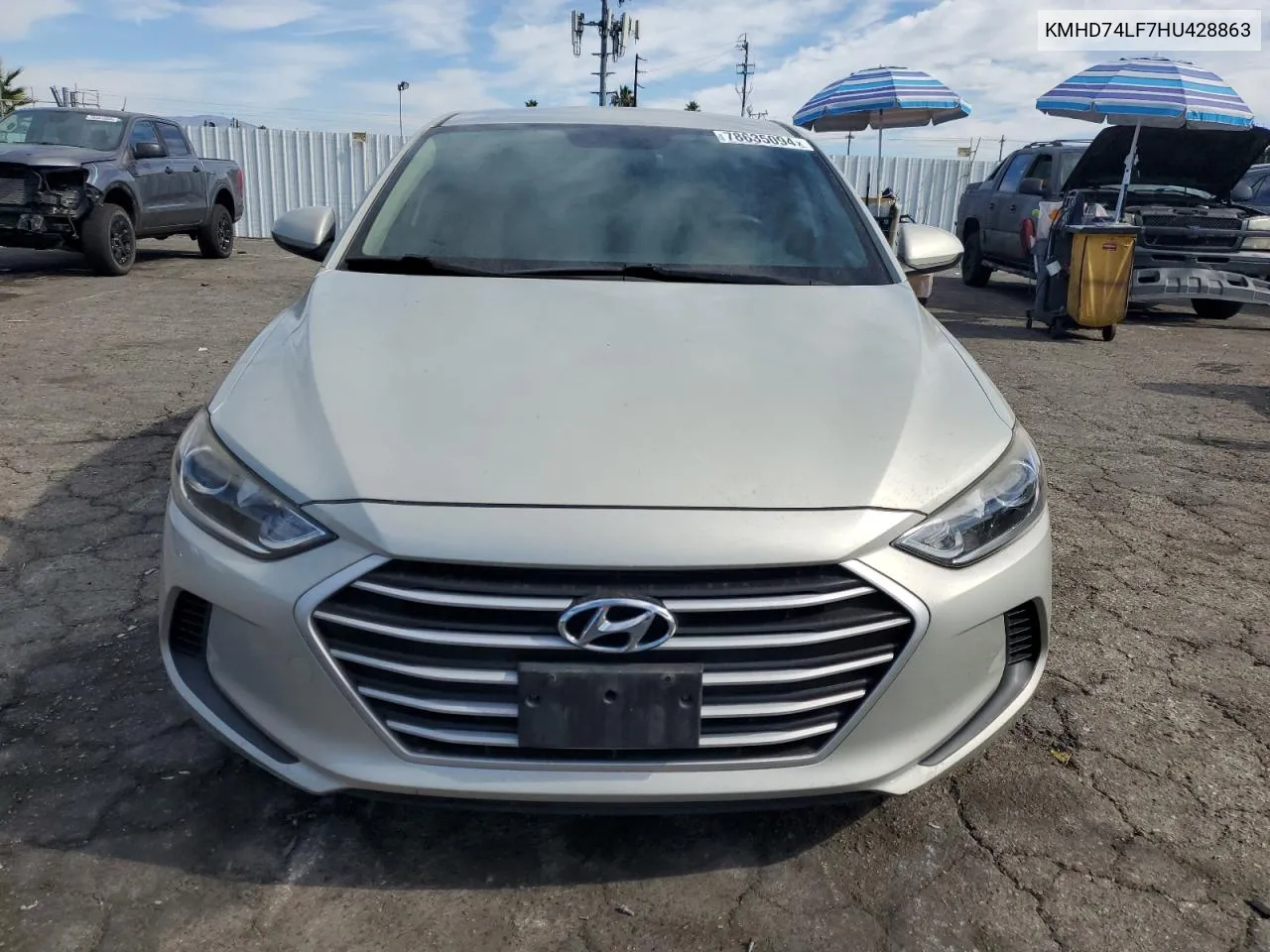 KMHD74LF7HU428863 2017 Hyundai Elantra Se