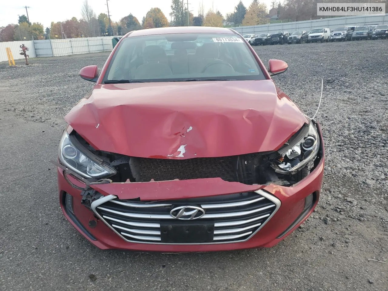 2017 Hyundai Elantra Se VIN: KMHD84LF3HU141386 Lot: 80173034