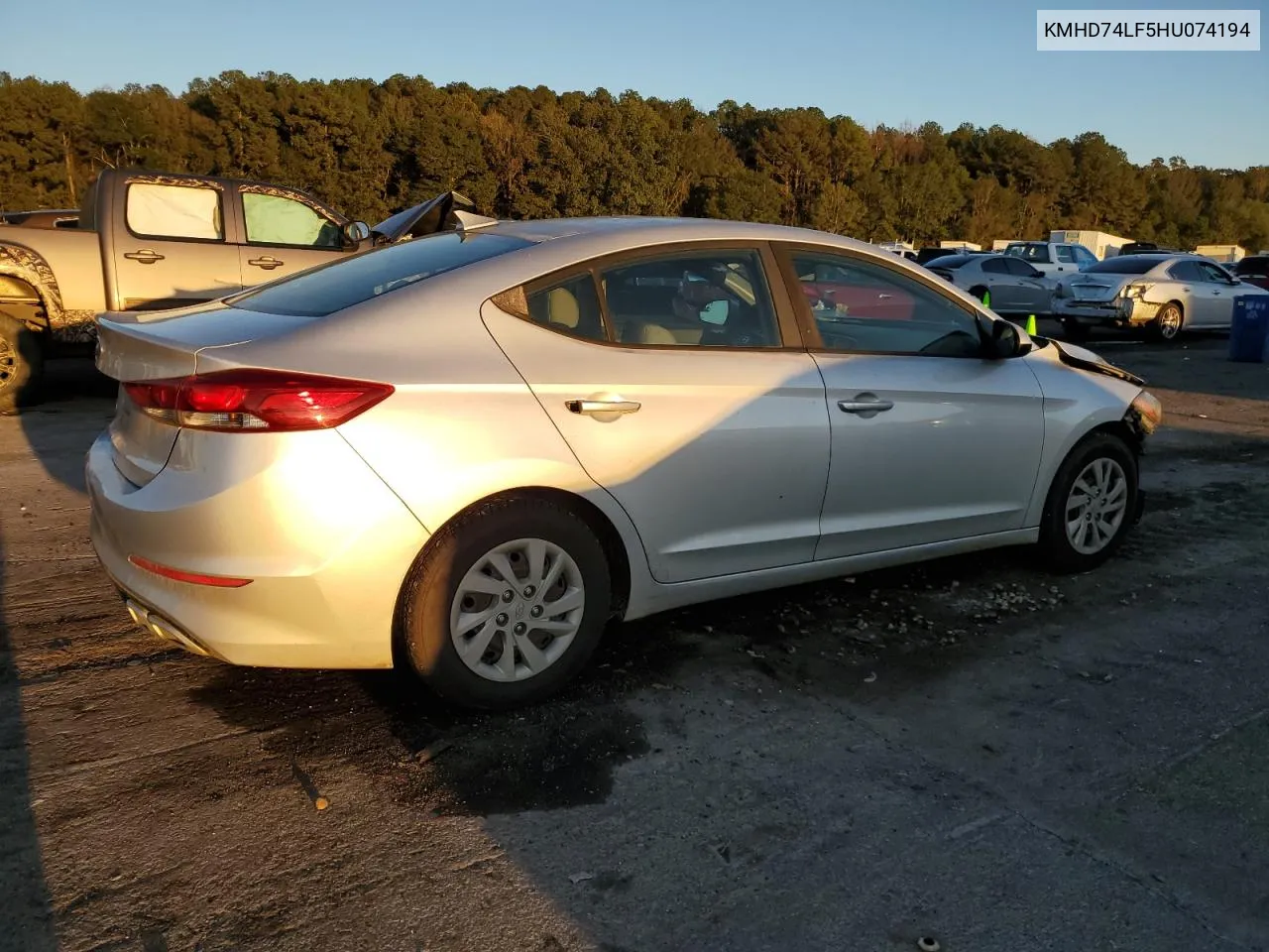 2017 Hyundai Elantra Se VIN: KMHD74LF5HU074194 Lot: 80450904