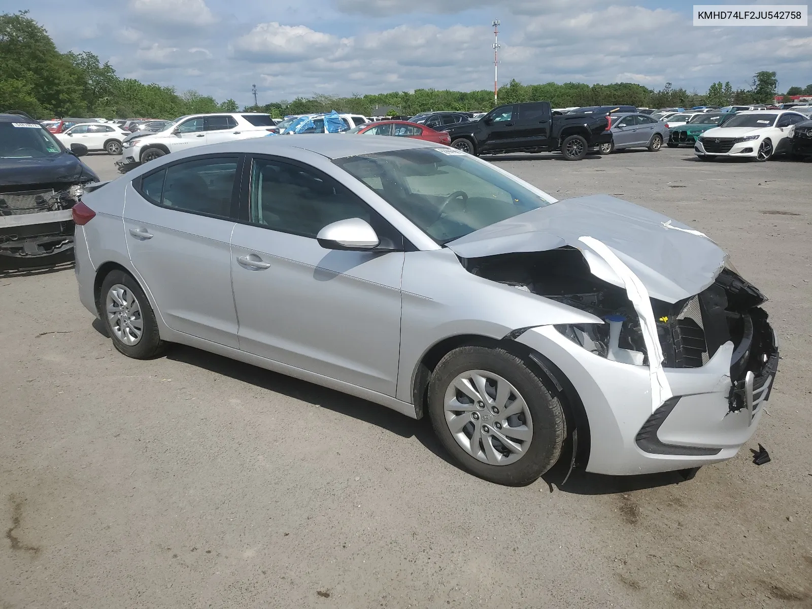 2018 Hyundai Elantra Se VIN: KMHD74LF2JU542758 Lot: 55664784