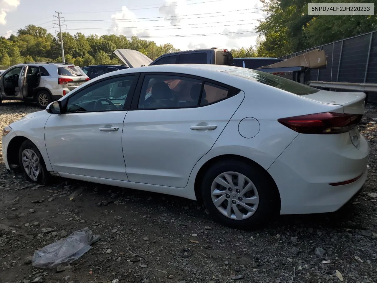 2018 Hyundai Elantra Se VIN: 5NPD74LF2JH220233 Lot: 72601734