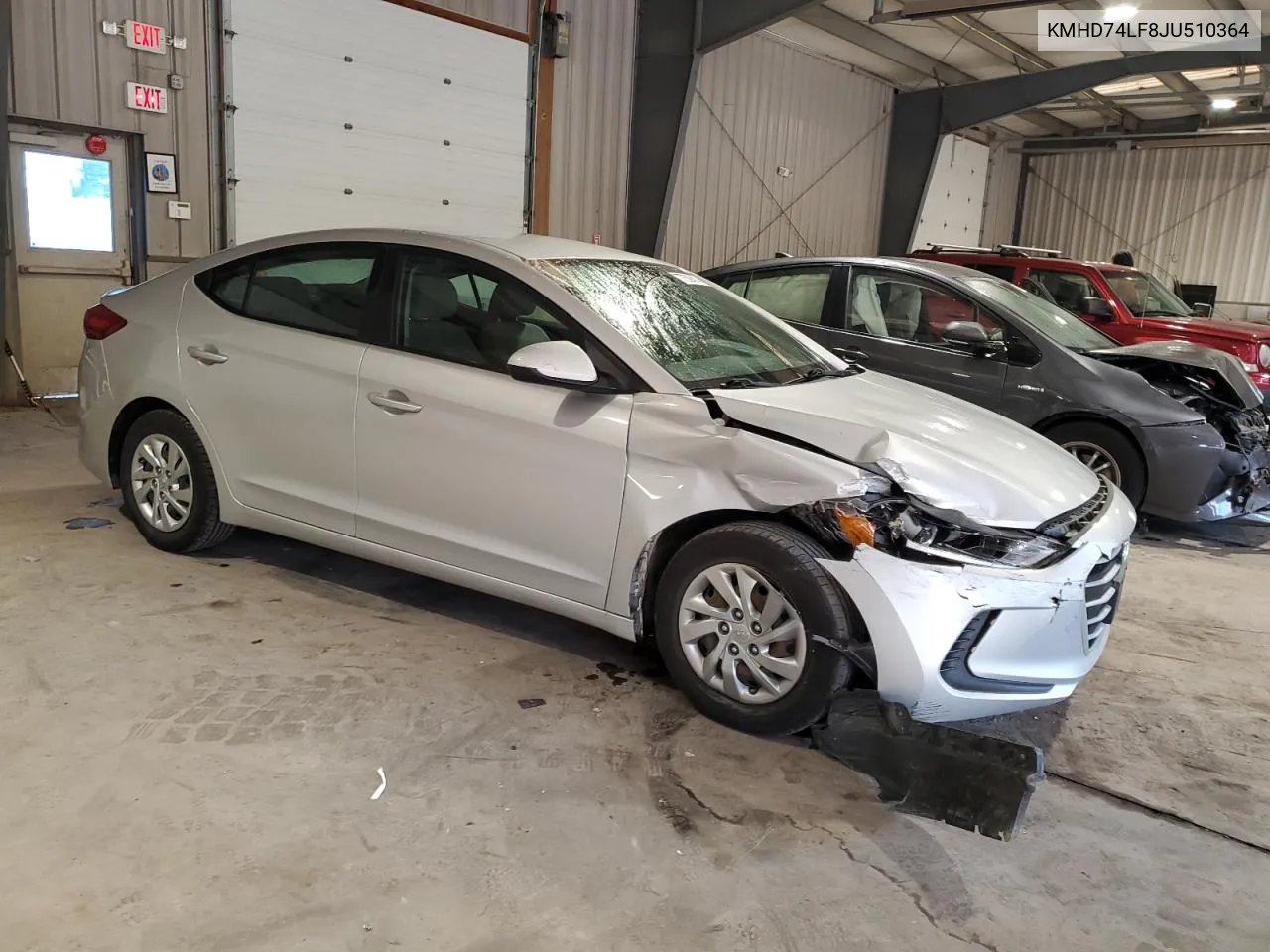 2018 Hyundai Elantra Se VIN: KMHD74LF8JU510364 Lot: 77539414