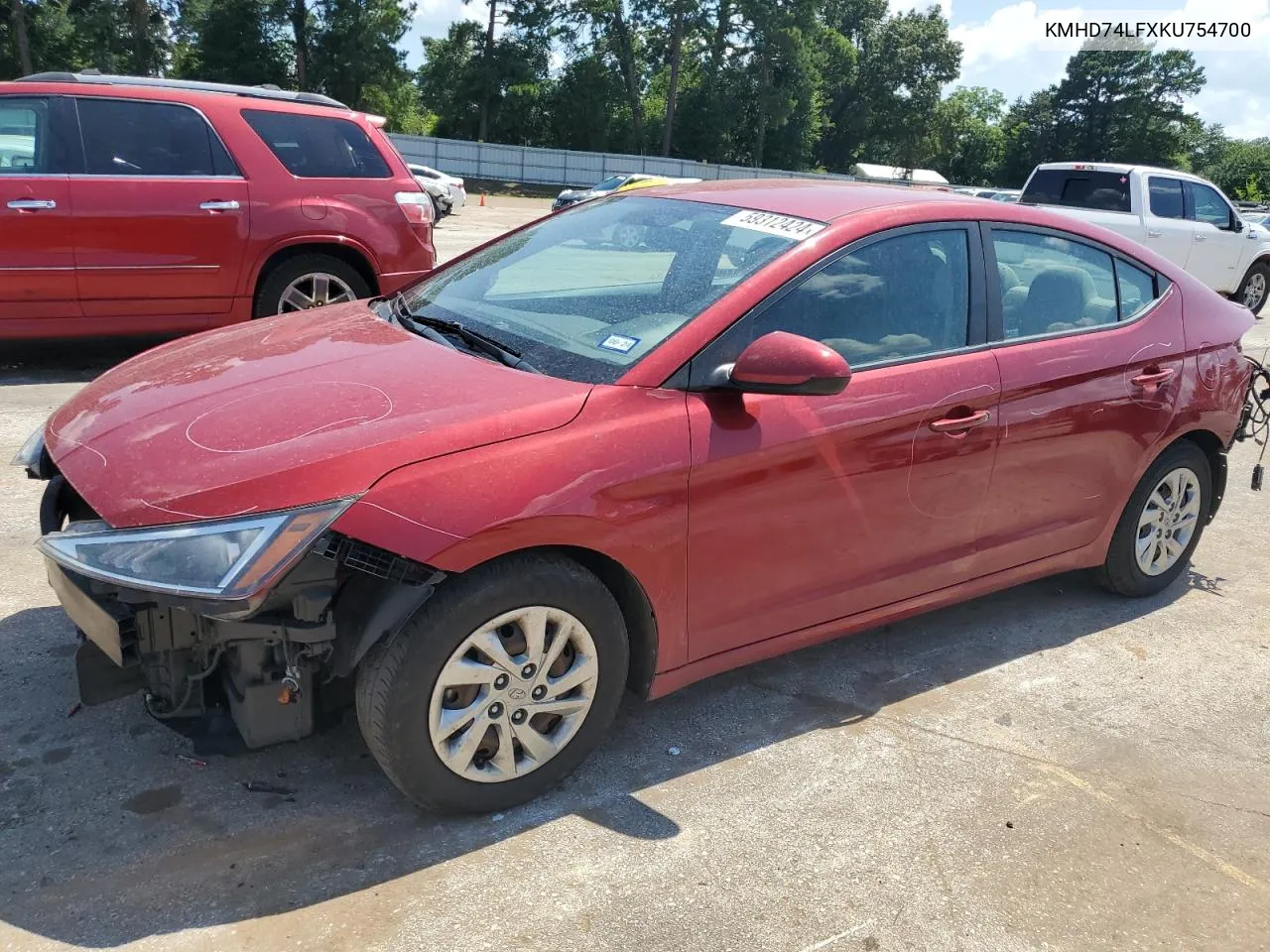 2019 Hyundai Elantra Se VIN: KMHD74LFXKU754700 Lot: 59312424