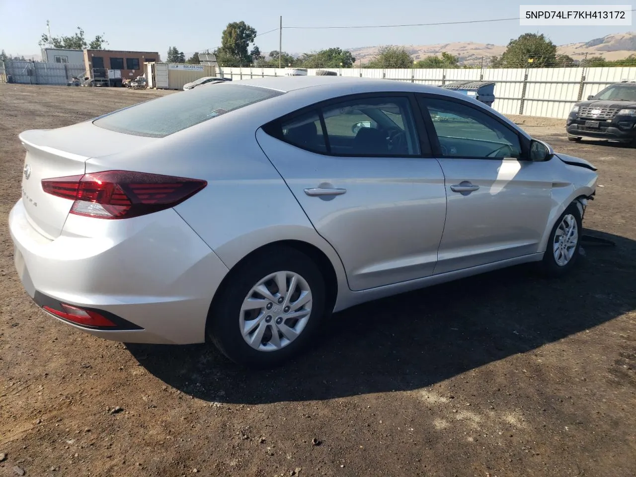 2019 Hyundai Elantra Se VIN: 5NPD74LF7KH413172 Lot: 62456154