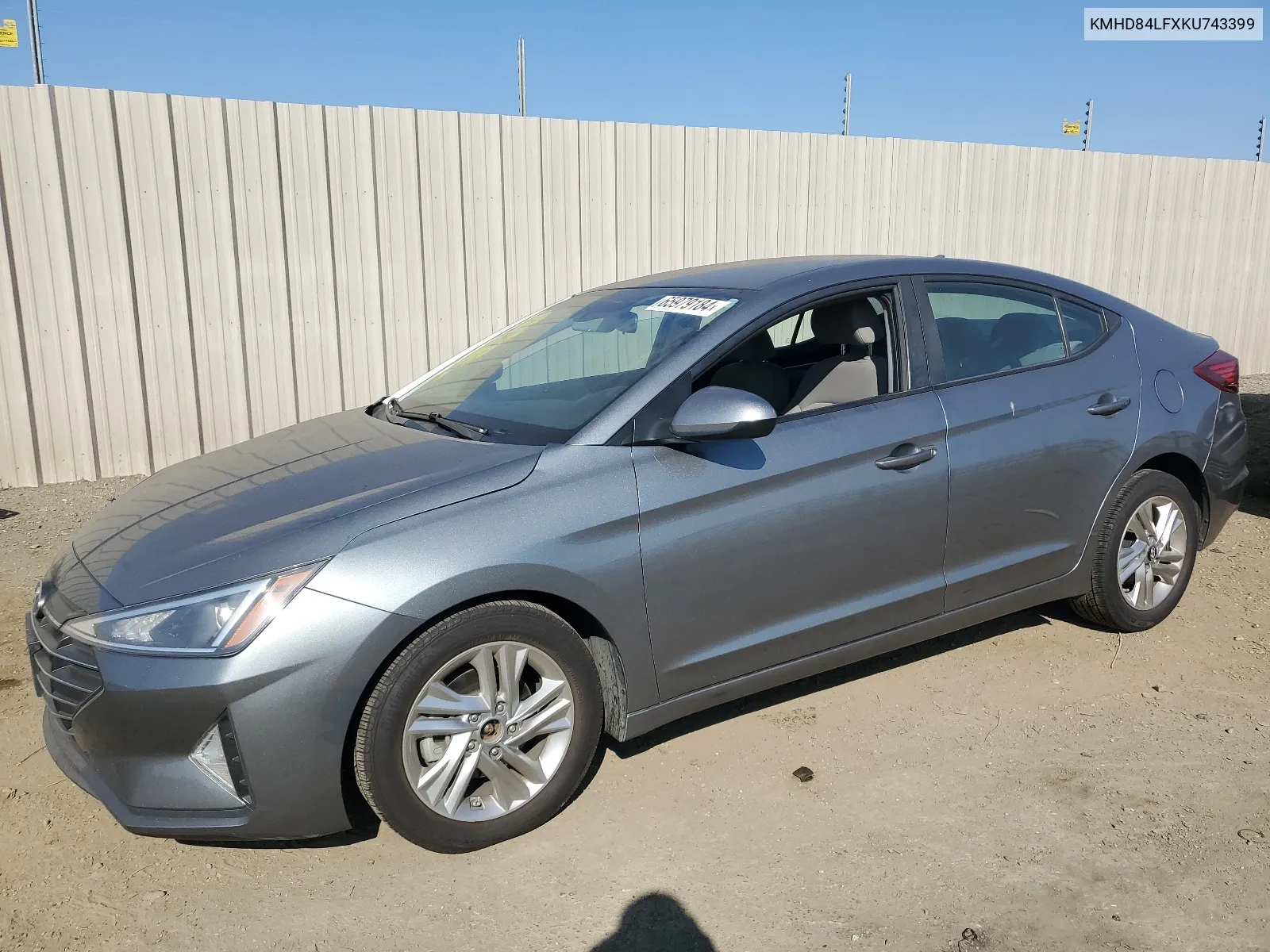 2019 Hyundai Elantra Sel VIN: KMHD84LFXKU743399 Lot: 65979184