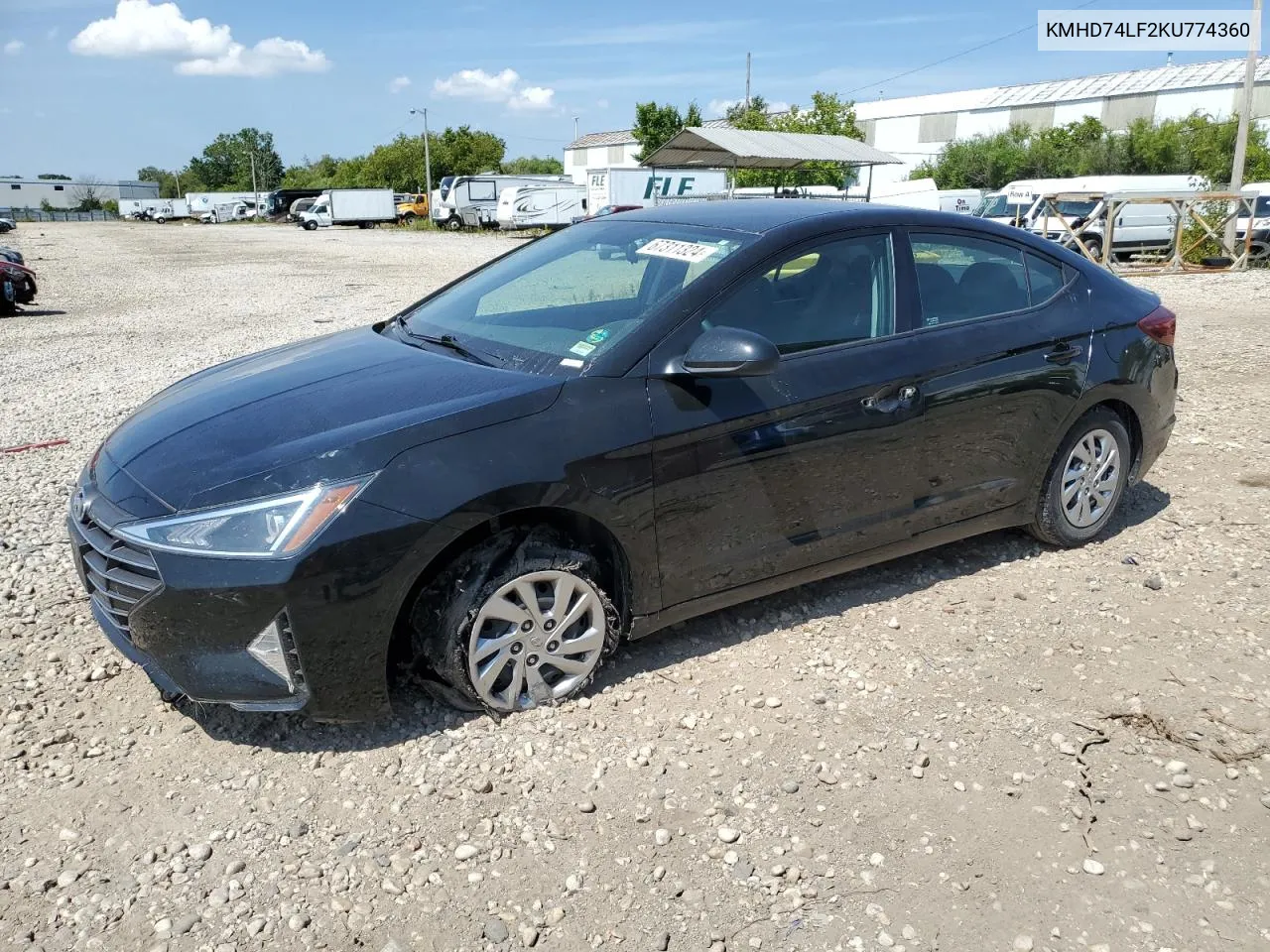 2019 Hyundai Elantra Se VIN: KMHD74LF2KU774360 Lot: 67311324