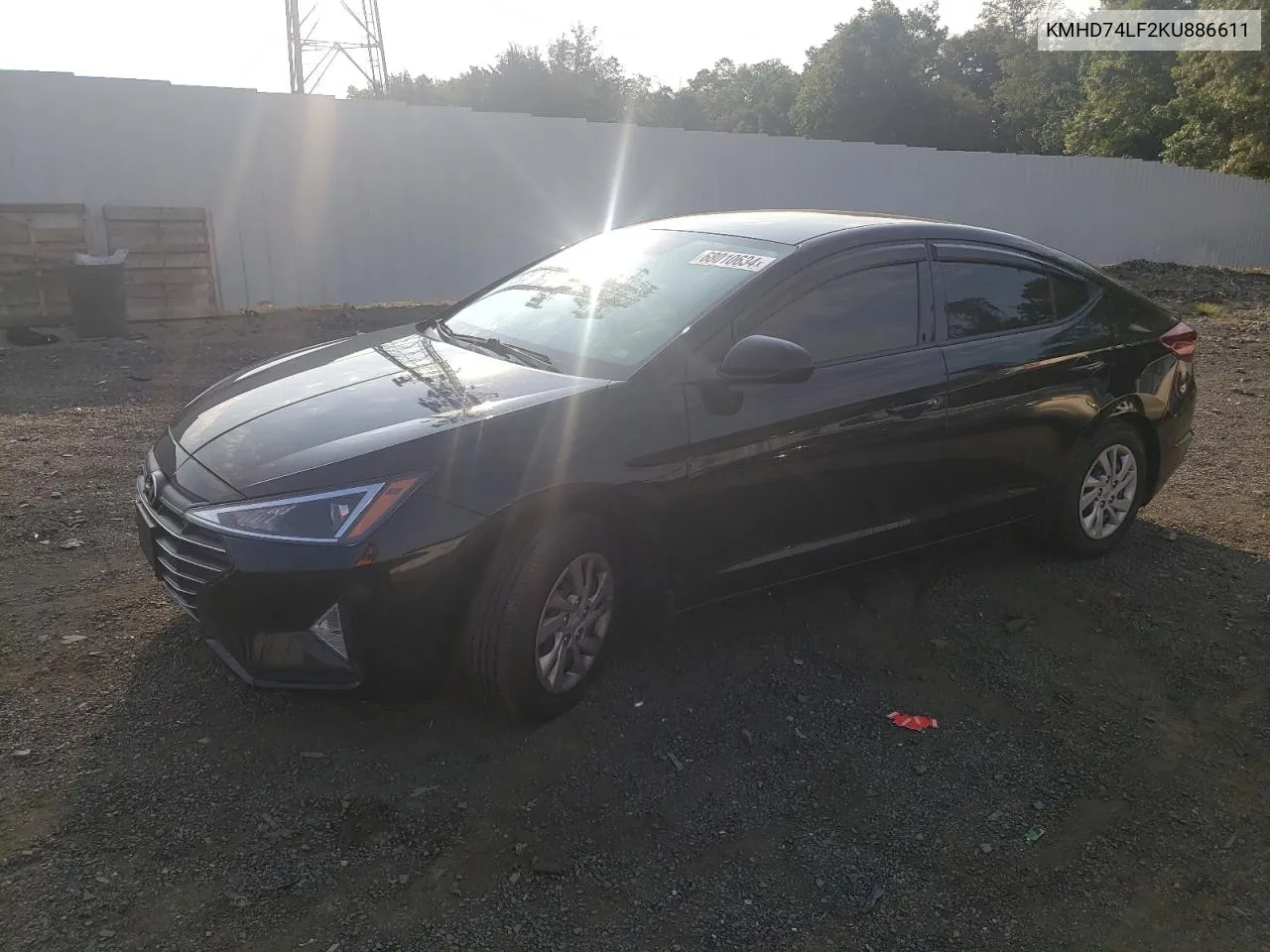 2019 Hyundai Elantra Se VIN: KMHD74LF2KU886611 Lot: 68010634