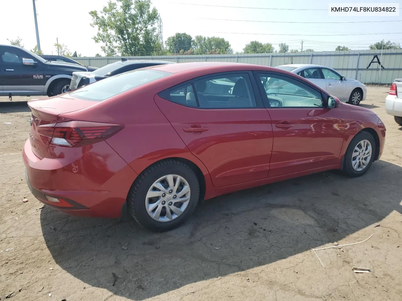 KMHD74LF8KU834822 2019 Hyundai Elantra Se