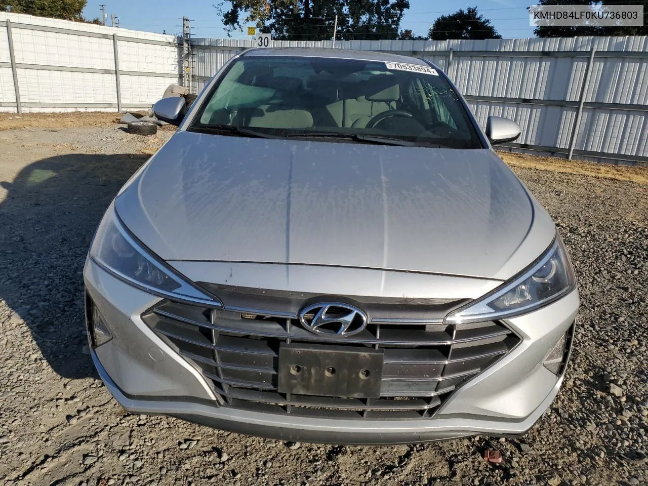 2019 Hyundai Elantra Sel VIN: KMHD84LF0KU736803 Lot: 70533894