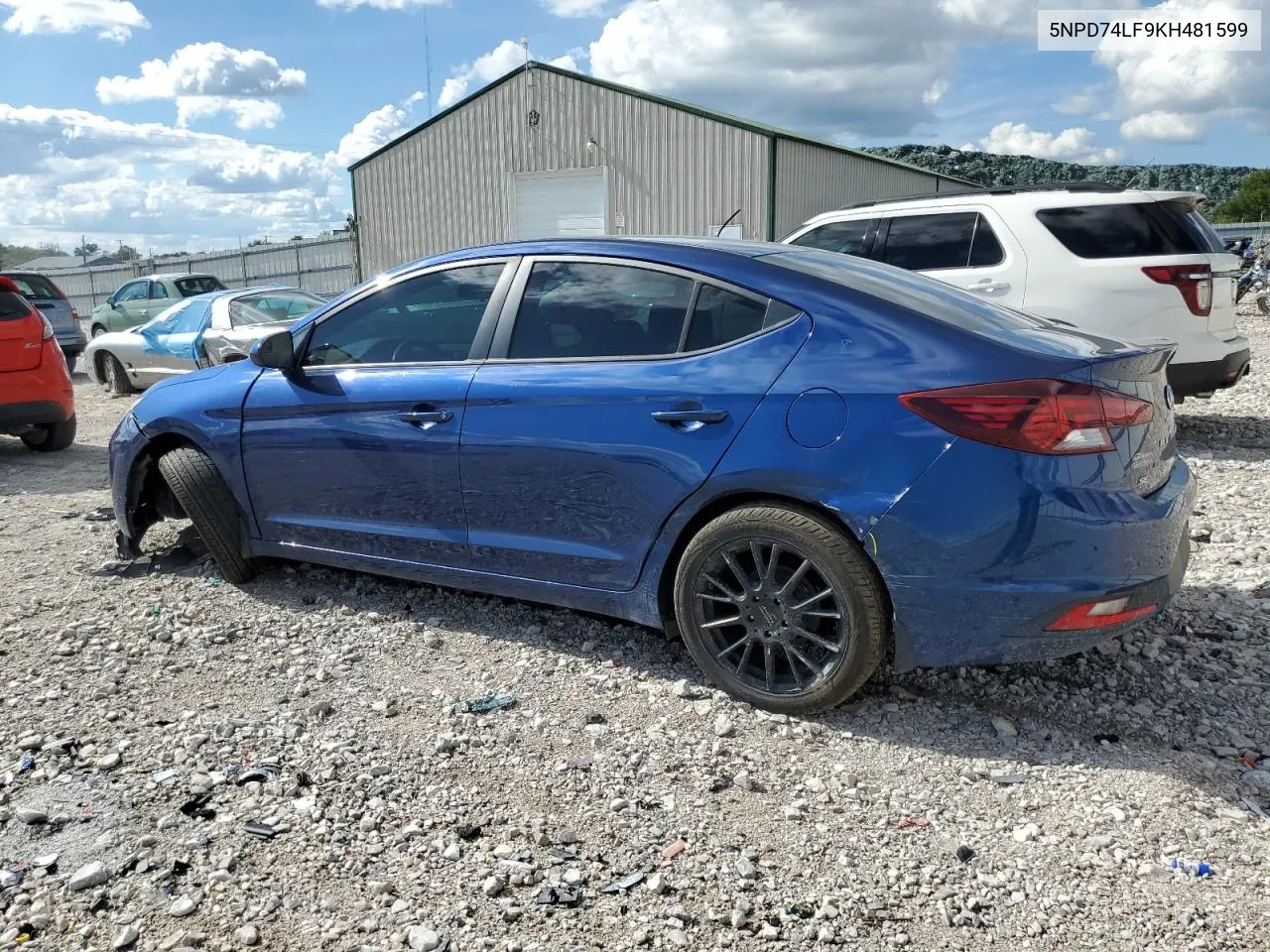 2019 Hyundai Elantra Se VIN: 5NPD74LF9KH481599 Lot: 71090314