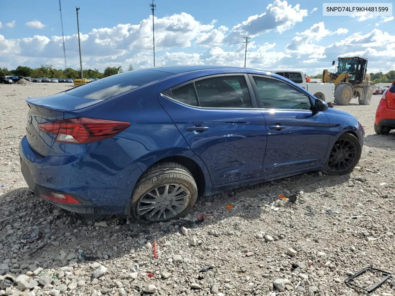 2019 Hyundai Elantra Se VIN: 5NPD74LF9KH481599 Lot: 71090314