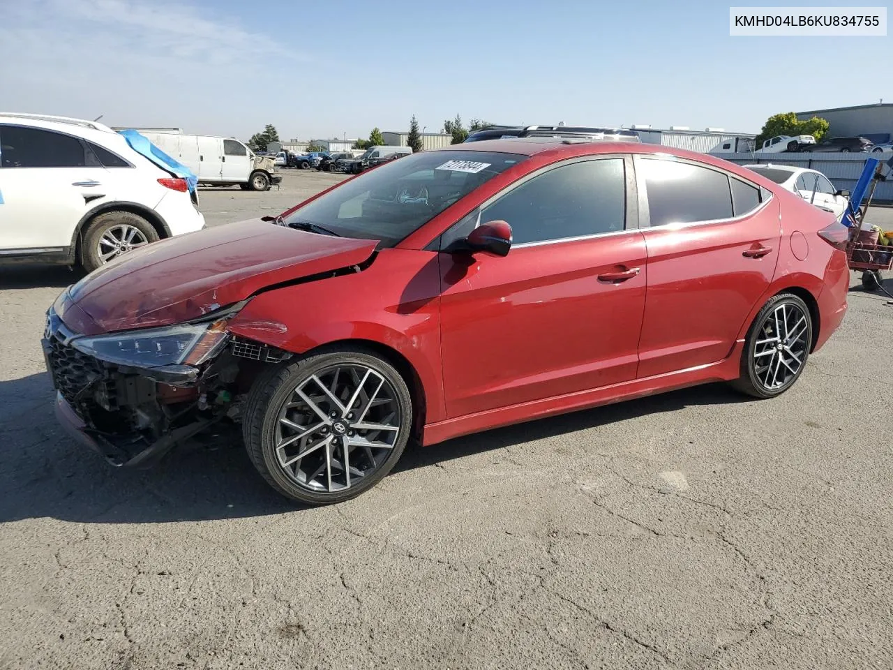 2019 Hyundai Elantra Sport VIN: KMHD04LB6KU834755 Lot: 72173844